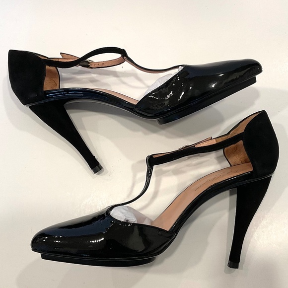 ROBERT CLERGERIE Daltord Black Patent & Suede Pointed Toe Heels Size 8.5 - Picture 5 of 11